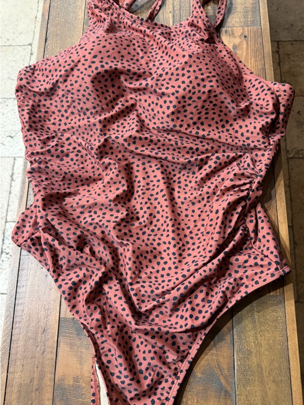 Rust Pink Polka Dot One-Piece Swimsuit size 18